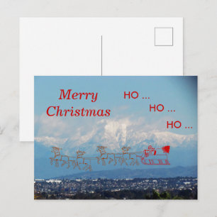 Ansichtkaart – slee en kerstman boven Zuid-Califor Briefkaart