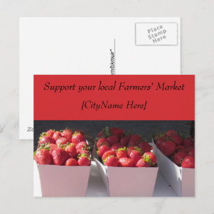 Ansichtkaart - Steun boerenmarkt - Aardbeien Briefkaart