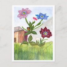 ANSICHTKAART UITNODIGING Aquarel van Gras & Bloeme