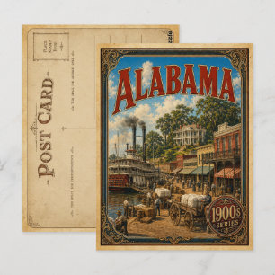 Ansichtkaart van Alabama uit de jaren 1900, oude s Briefkaart