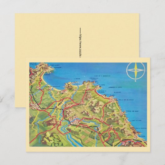 Ansichtkaart van de noordkust van Spanje Briefkaart (Voorkant / Achterkant)