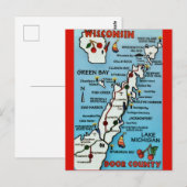 Ansichtkaart van Door County WI Briefkaart (Voorkant / Achterkant)