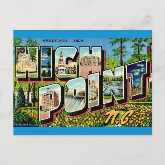 Ansichtkaart van High Point North Carolina Briefkaart (Voorkant)