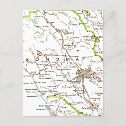 Ansichtkaart van Sonoma County CA Briefkaart (Voorkant)