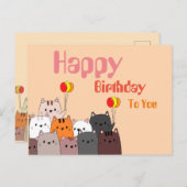 Ansichtkaart Verjaardagskaart met knuffelkat Briefkaart (Voorkant / Achterkant)