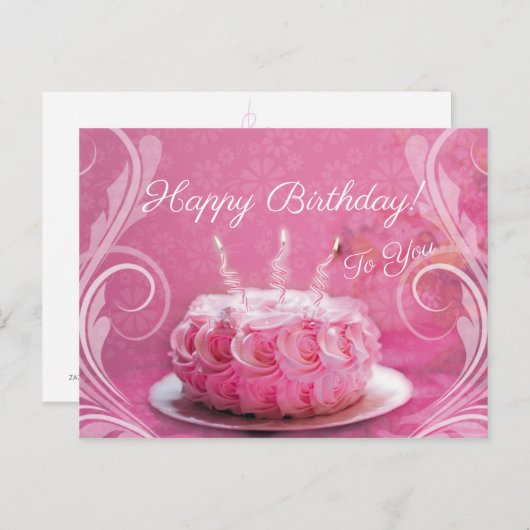 Ansichtkaart - Verjaardagstaart Briefkaart (Voorkant / Achterkant)