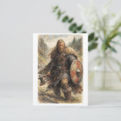 Ansichtkaart. Viking krijger Briefkaart (Staand voorkant)