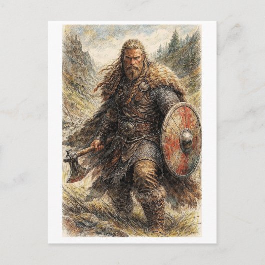 Ansichtkaart. Viking krijger Briefkaart (Voorkant)