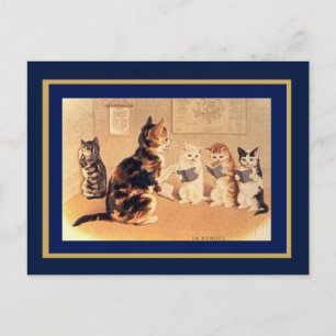 Ansichtkaart Vintage katten op school Briefkaart