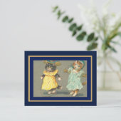 Ansichtkaart Vintage Springende Katten Briefkaart (Staand voorkant)