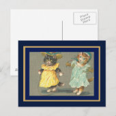 Ansichtkaart Vintage Springende Katten Briefkaart (Voorkant / Achterkant)