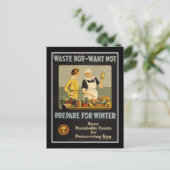 Ansichtkaart Vintage Waste Not-Want Not WO1 Briefkaart (Staand voorkant)