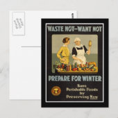 Ansichtkaart Vintage Waste Not-Want Not WO1 Briefkaart (Voorkant / Achterkant)