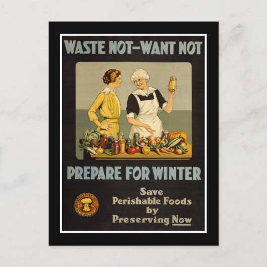 Ansichtkaart Vintage Waste Not-Want Not WO1 Briefkaart (Voorkant)