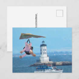 Ansichtkaart - Vliegend varken boven LA-havenvuur Briefkaart