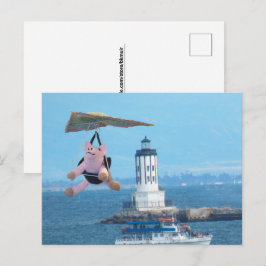 Ansichtkaart - Vliegend varken boven LA-havenvuur Briefkaart