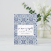 Ansichtkaart voor verlovingsfeest met blauwe tegel uitnodiging briefkaart (Staand voorkant)