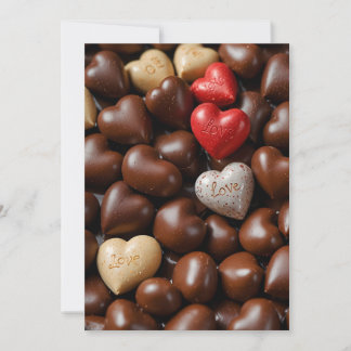 Ansichtkaarten met chocolade liefdeshart kaart