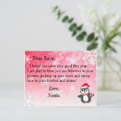 Ansichtkaarten van Sinterklaas: Rode Pinguïn in Ke Feestdagenkaart (Staand voorkant)