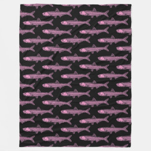 ansjovispatroon - roze en zwart fleece deken