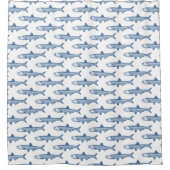 Ansjovispatroon - Shibori Blauw op Wit Douchegordijn (Voorkant)