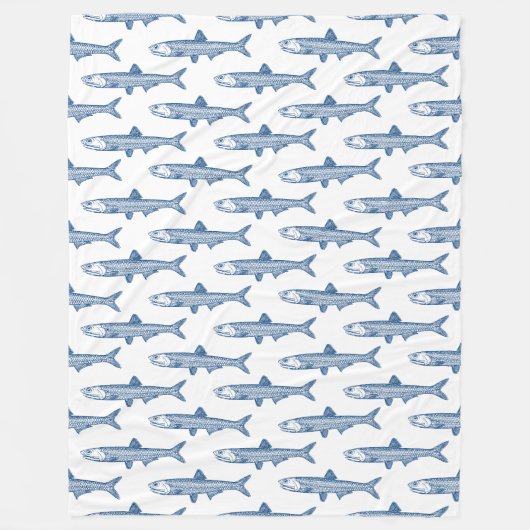 Ansjovispatroon - Shibori Blauw op Wit Fleece Deken (Voorkant)