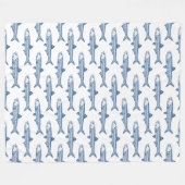 Ansjovispatroon - Shibori Blauw op Wit Fleece Deken (Voorkant (Horizontaal))