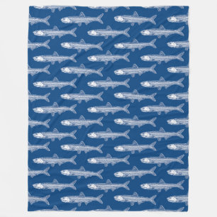 Ansjovispatroon - Wit en Shibori Blauw Fleece Deken