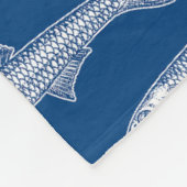 Ansjovispatroon - Wit en Shibori Blauw Fleece Deken (Hoek)