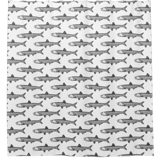 ansjovispatroon - zwart op wit douchegordijn (Voorkant)