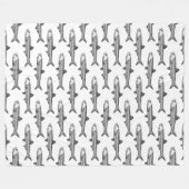 ansjovispatroon - zwart op wit fleece deken (Voorkant (Horizontaal))