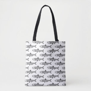 ansjovispatroon - zwart op wit tote bag