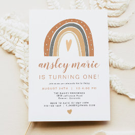 ANSLEY | Boho Burnt Oranje Rust Rainbow Birthday Kaart