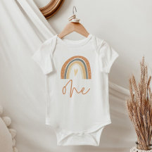 ANSLEY Cute Boho Rainbow Heart One First Birthday