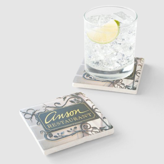 Anson Restaurant Charleston, SC. Stenen Onderzetter (Zijkant)