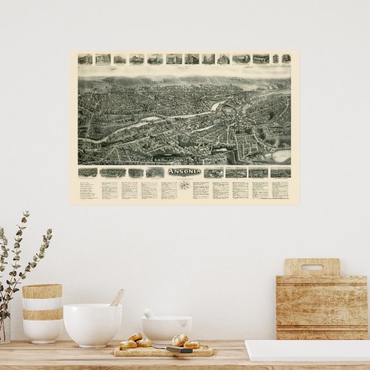 Ansonia, CT Panoramic Map - 1921 Poster (Keuken)