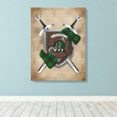 Anstruther Clan Badge Crossed Swords Canvas Print (Insitu (Houten vloer))
