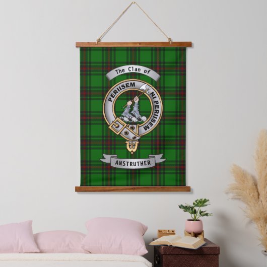 Anstruther Clan Badge & Tartan Hangend Wandkleed (Slaapkamer)