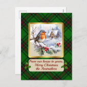 Anstruther Crest & Tartan w/Robin gepersonaliseerd Feestdagenkaart (Voorkant / Achterkant)