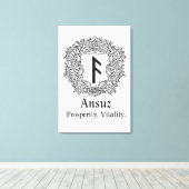 Ansuz-rune / welvaart, vitaliteit canvas afdruk (Insitu (Houten vloer))