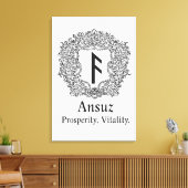 Ansuz-rune / welvaart, vitaliteit canvas afdruk (Insitu (Woonkamer))