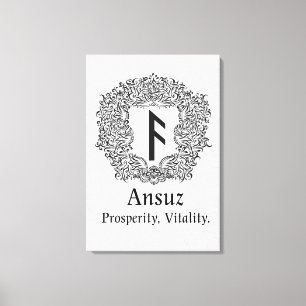 Ansuz-rune / welvaart, vitaliteit canvas afdruk