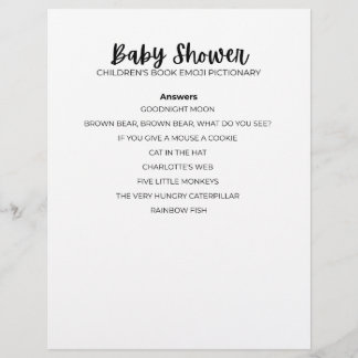 Answer Sheet Baby Shower Emoji Game Answer Sheet Briefhoofd