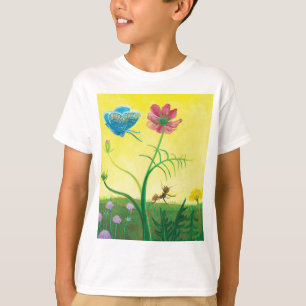 Ant en vlinder op wildbloemweide t-shirt