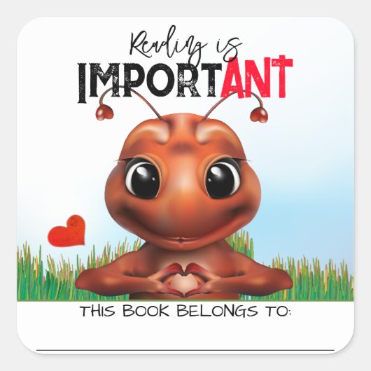 Ant Gebarentaal Boeklabel Vierkante Sticker (Voorkant)