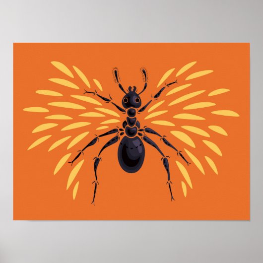 Ant Lover Insect Art Oranje Entomology Poster (Voorkant)