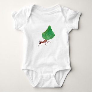 Ant met een groot blad baby romper
