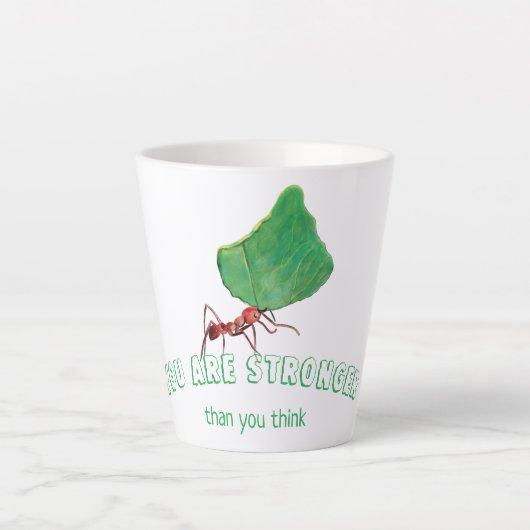 Ant met een groot blad latte mok (Voorkant)