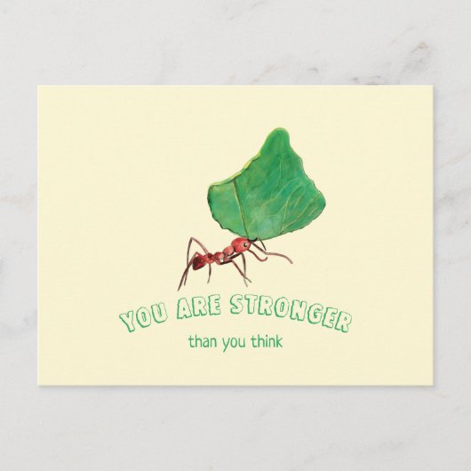 Ant met groot blad - Je bent sterk Briefkaart (Voorkant)