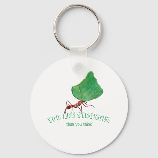 Ant met groot blad - Je bent sterker Sleutelhanger (Voorkant)